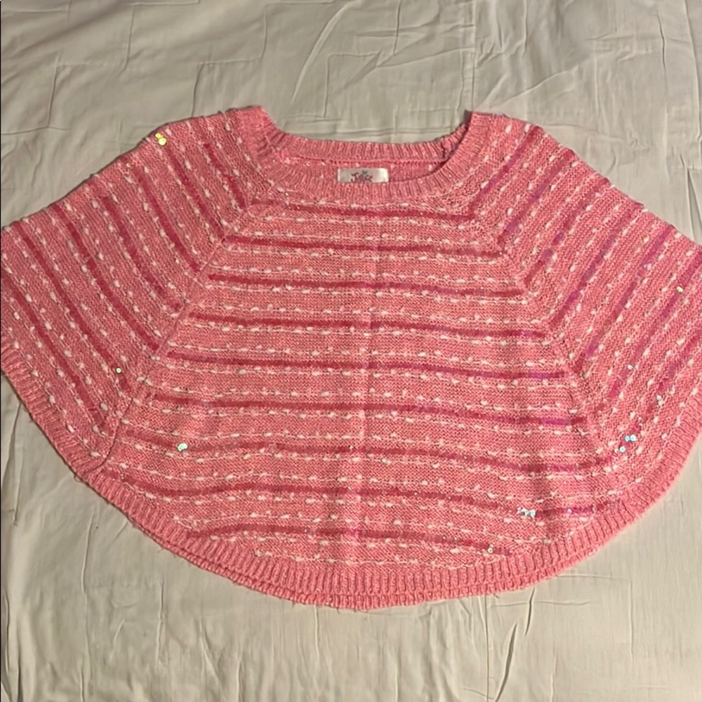 Justice pink sweater shawl/poncho